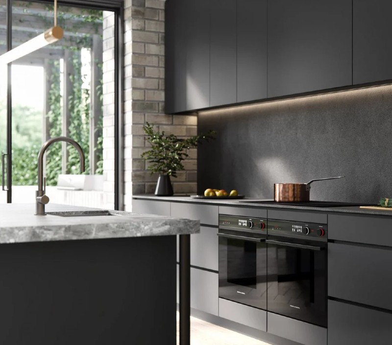 minimalist black modern kitchen
