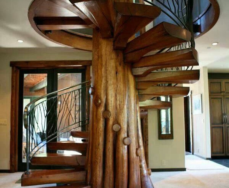 creative and unique wooden spiral stairs