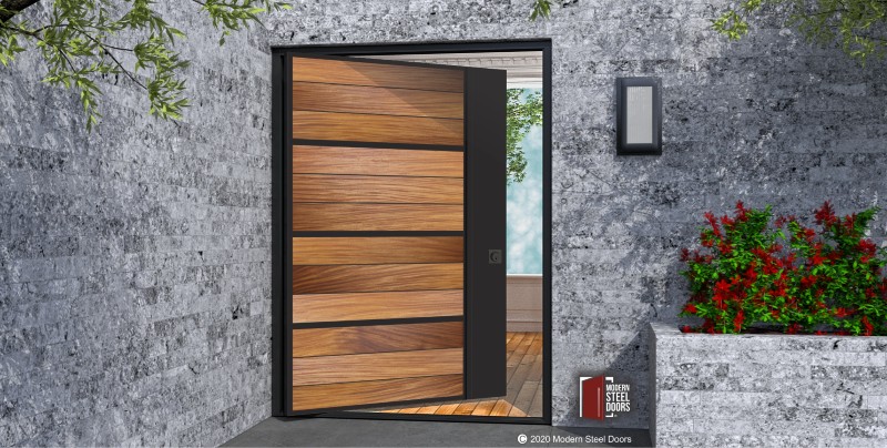 wooden door with steel exterior