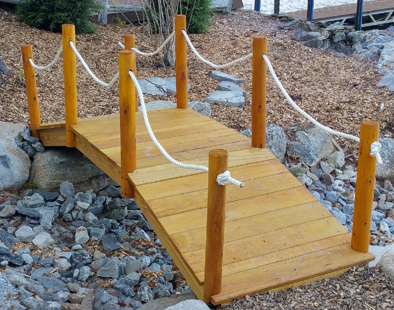 cedar bridge with rope