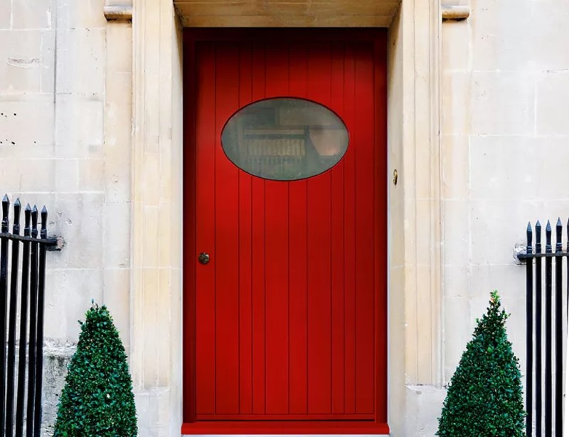cardinal red door