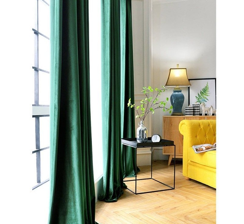 splash of green curtains