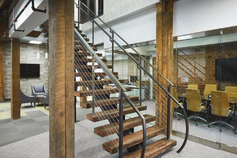 rustic floating staircase