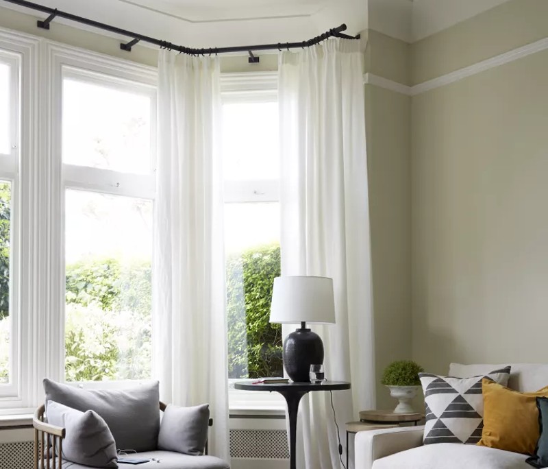 curtain rod matching the furniture color