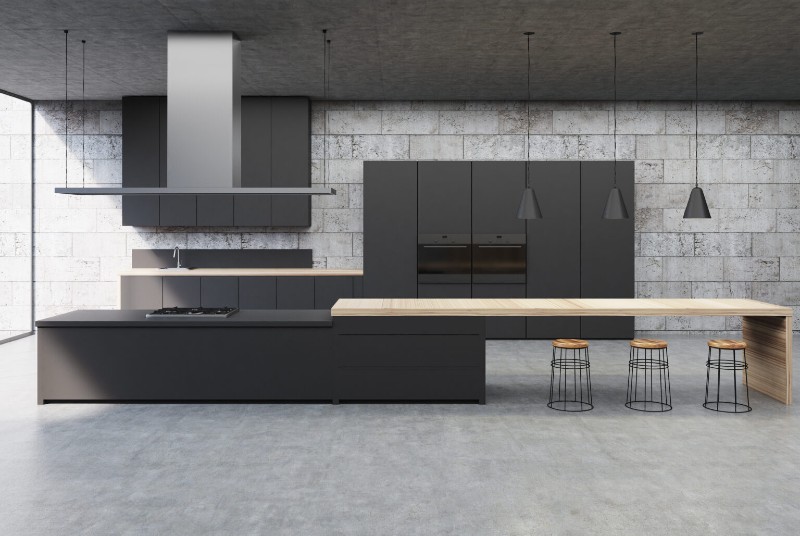 black industrial modern kitchen