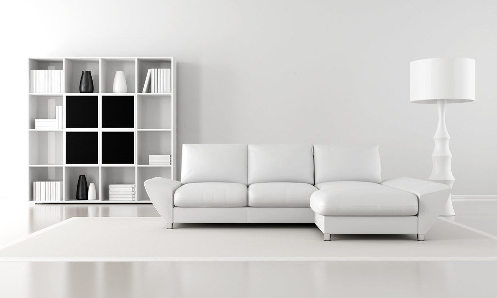 minimalist, modern white living room