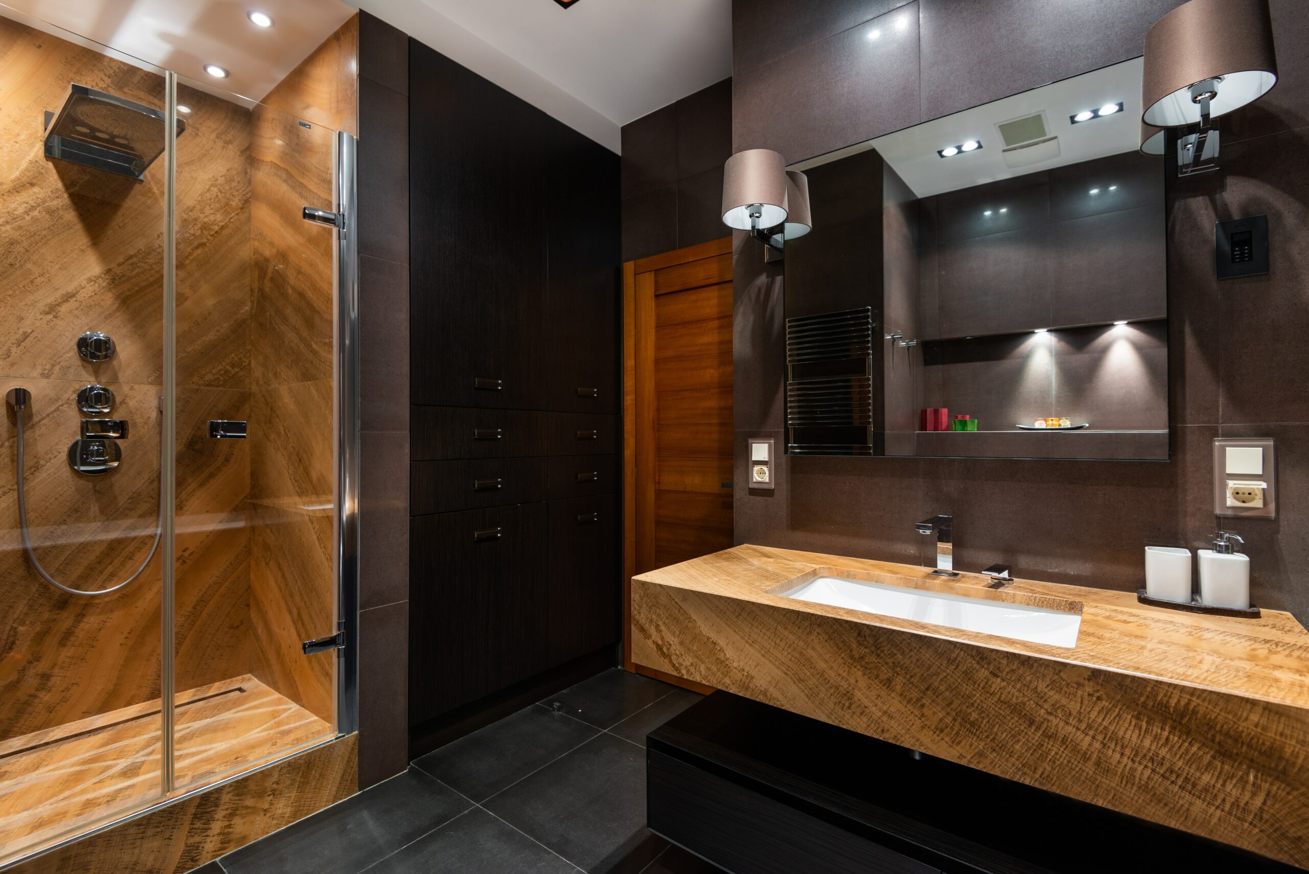 wooden luxurious bathroom