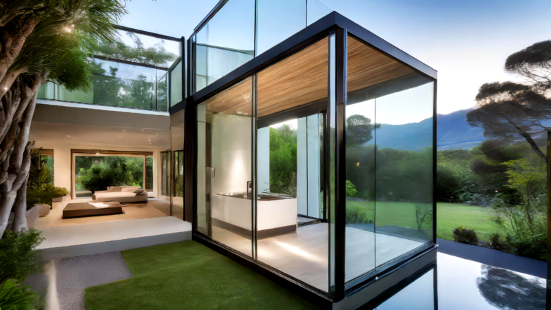 modern house with glass walls